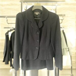 Ann Taylor Navy Blue Textured Skirt Suit